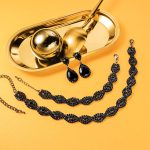 M?MIRACULOUS GARDEN 3/4 Pieces Women's Jewelry Sets Rhinestone Crystal Bridal Tiara Crown Choker Necklace Link Bangle Bracelet Teardrop Dangle Earrings Set and Rhinestone Handbag for Wedding Party - Image 2